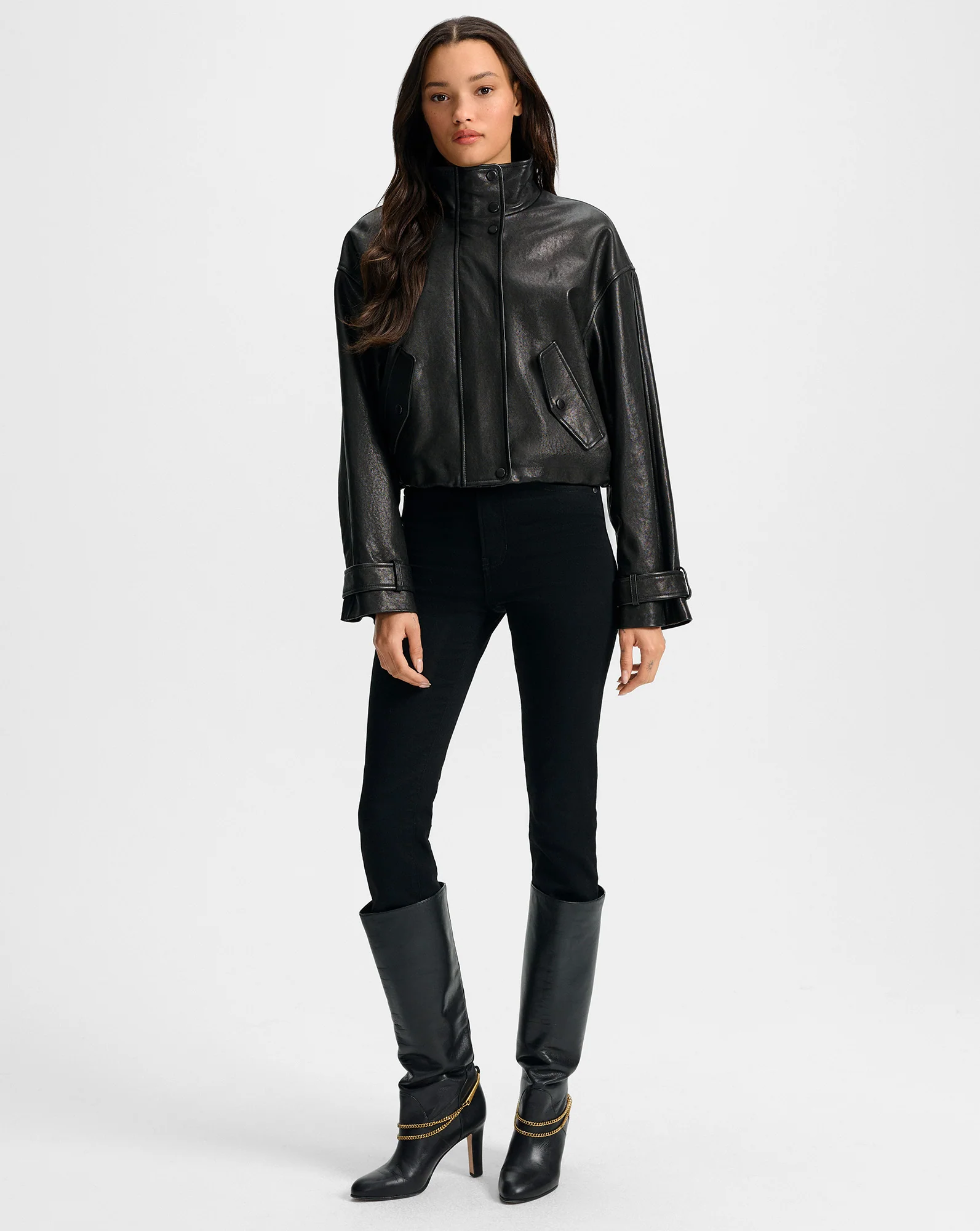 Bateman Cropped Leather Jacket - Image 2