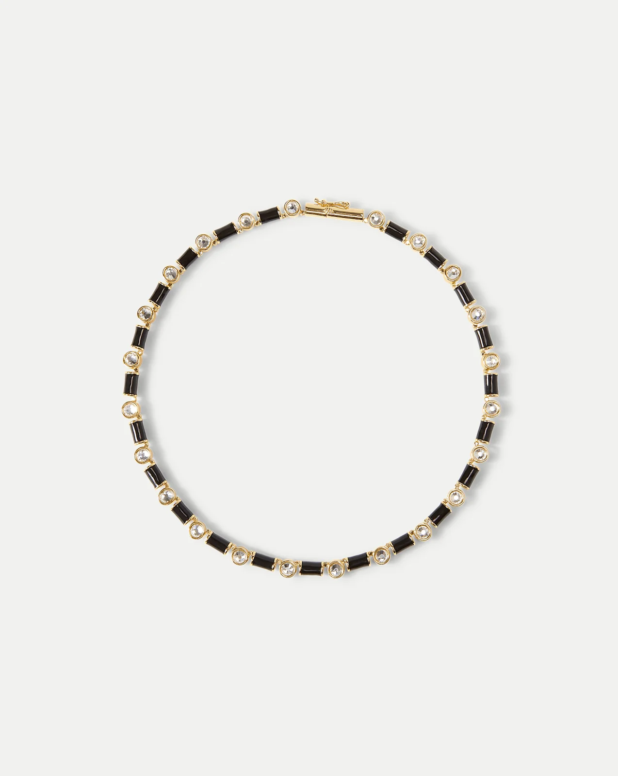 Black Enamel and Crystal Barrel Necklace