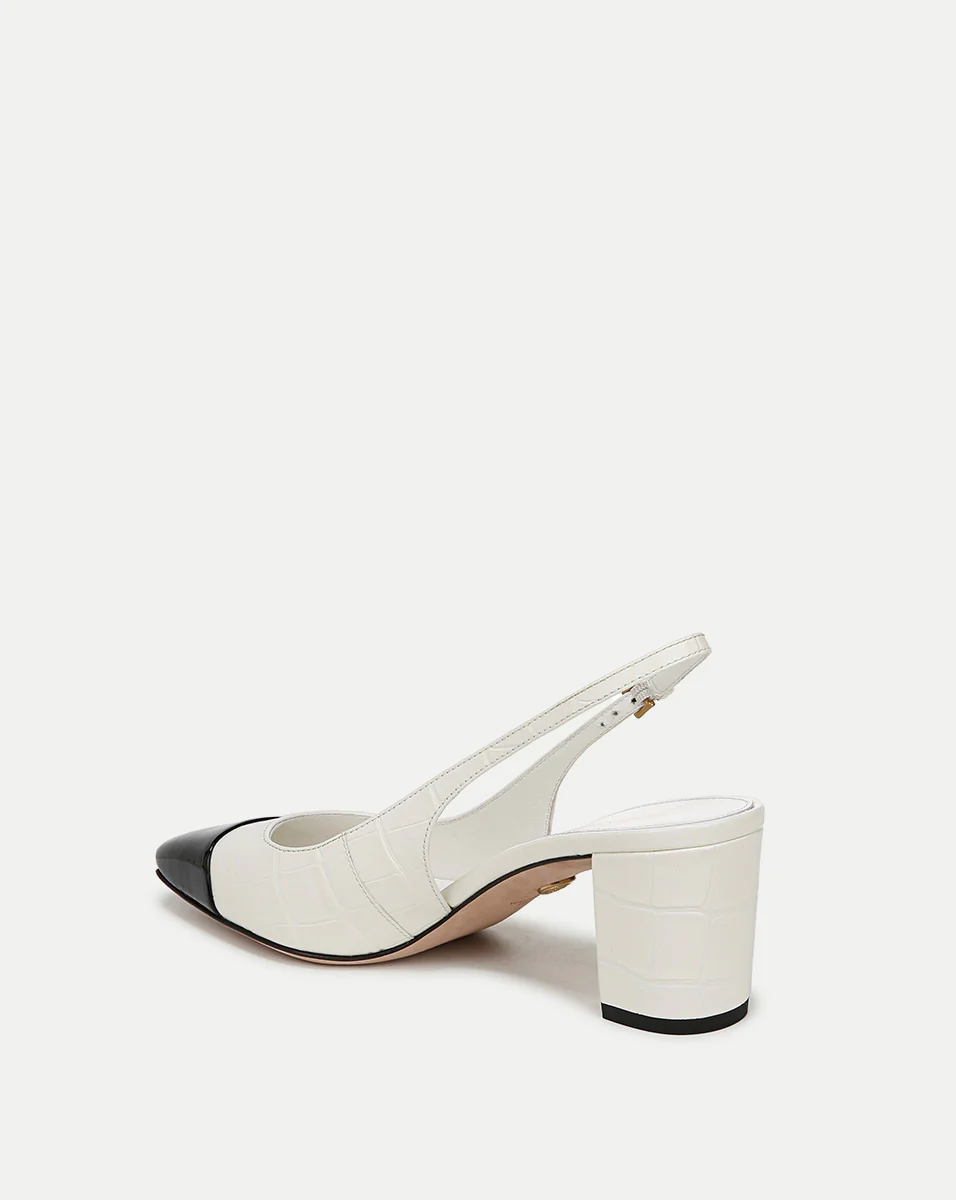 Cecile Croc-Embossed Cap-Toe Slingback Pump - Image 5