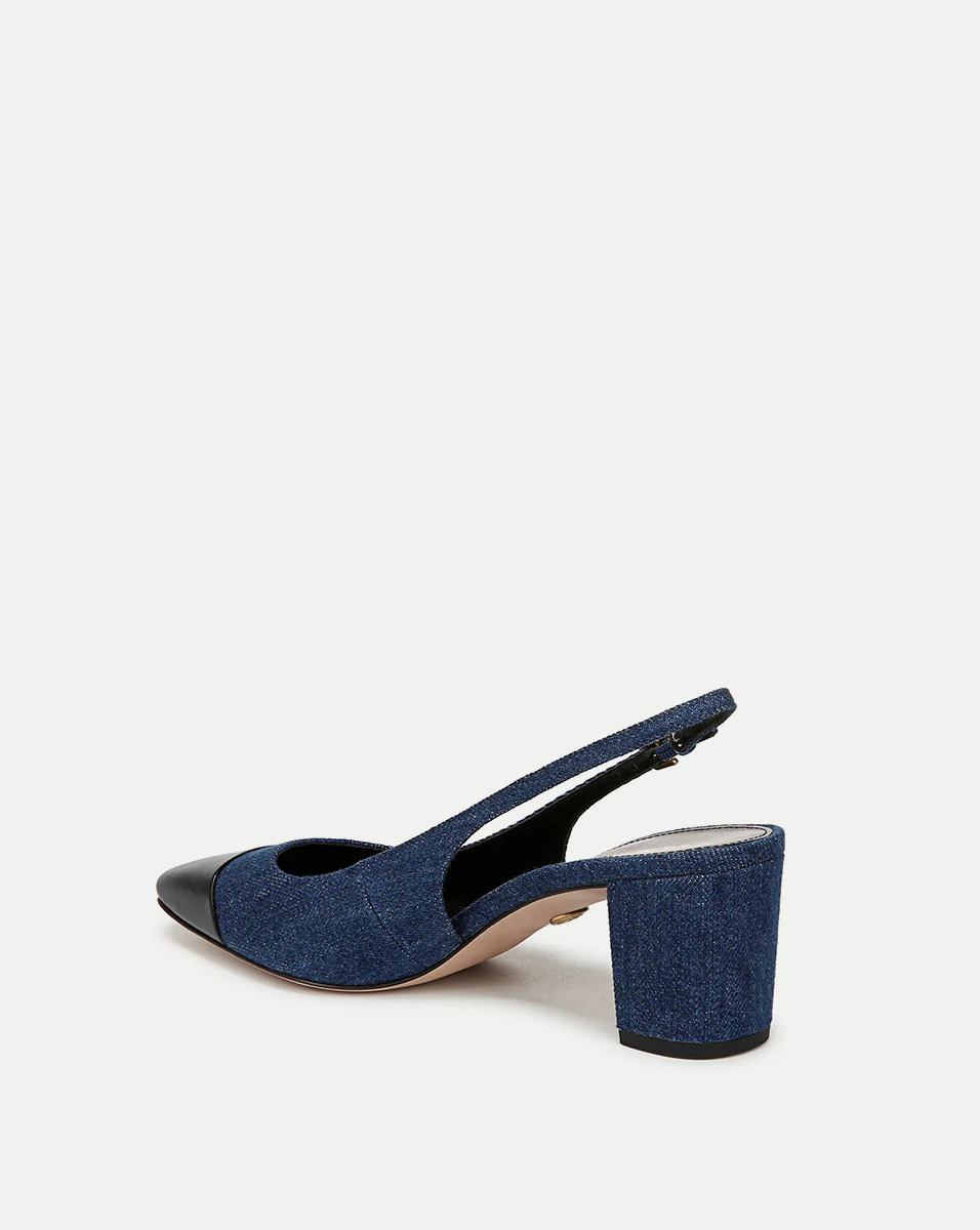 Cecile Denim Cap-Toe Slingback Pump - Image 4