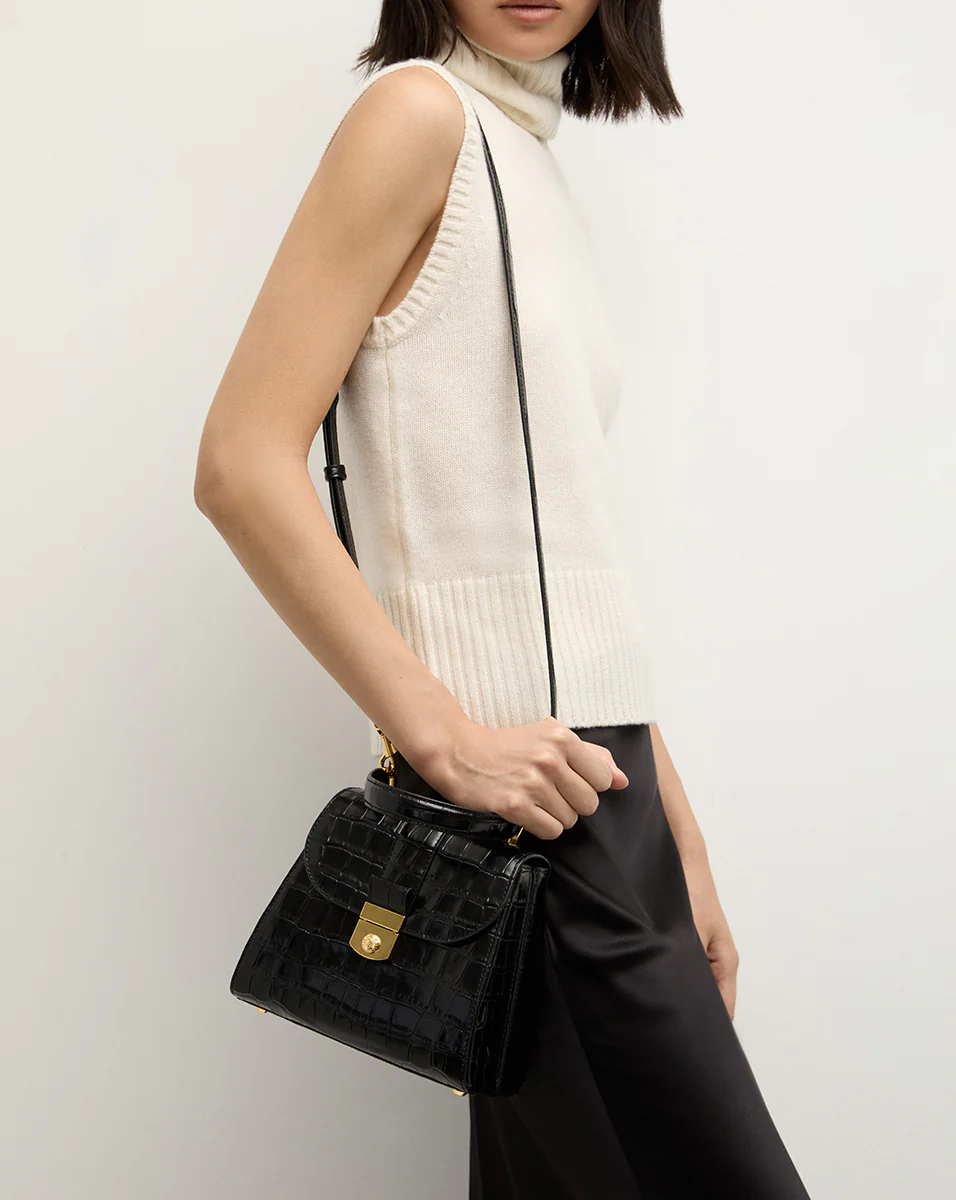 Croc-Embossed Crest Lock Bag - Image 2
