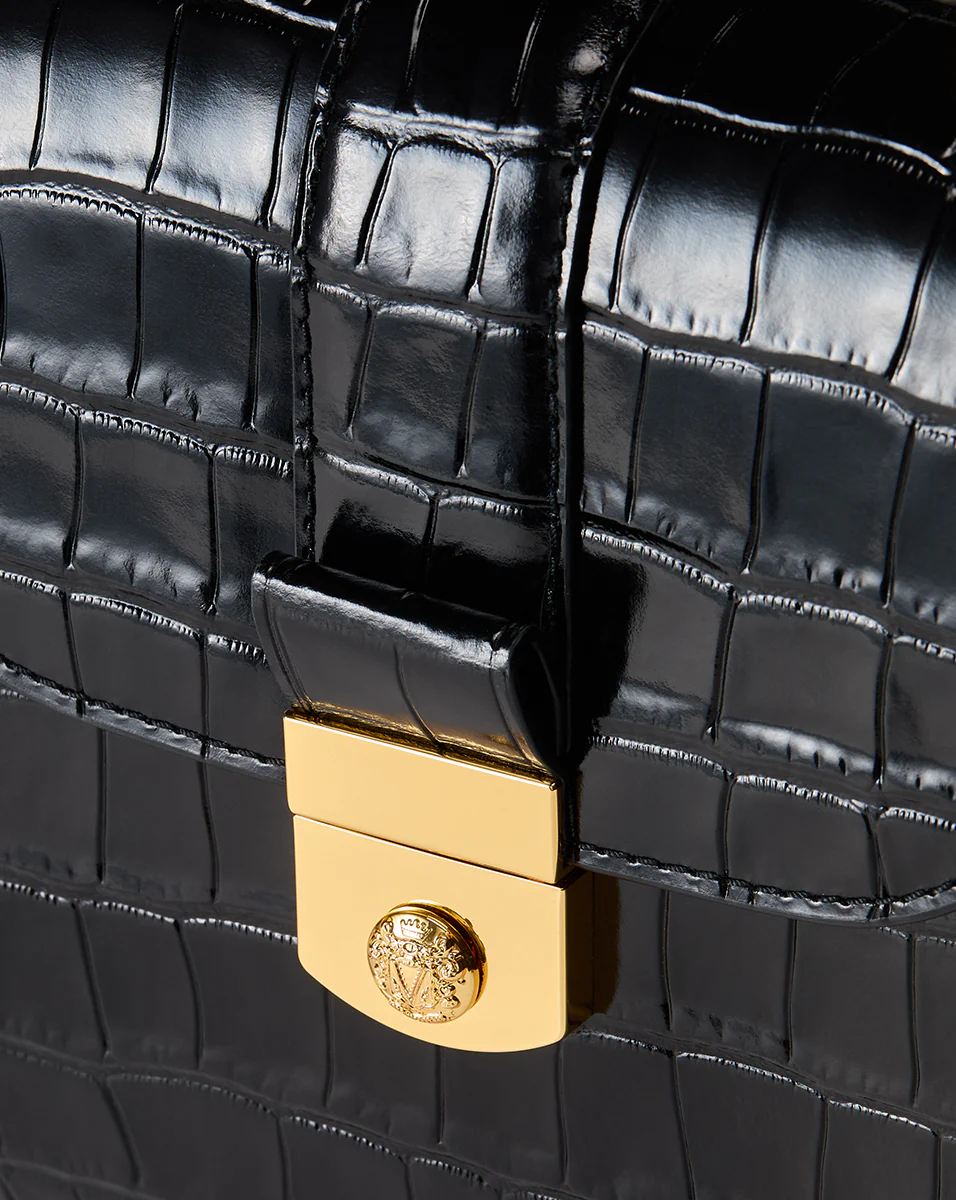 Croc-Embossed Crest Lock Bag - Image 3
