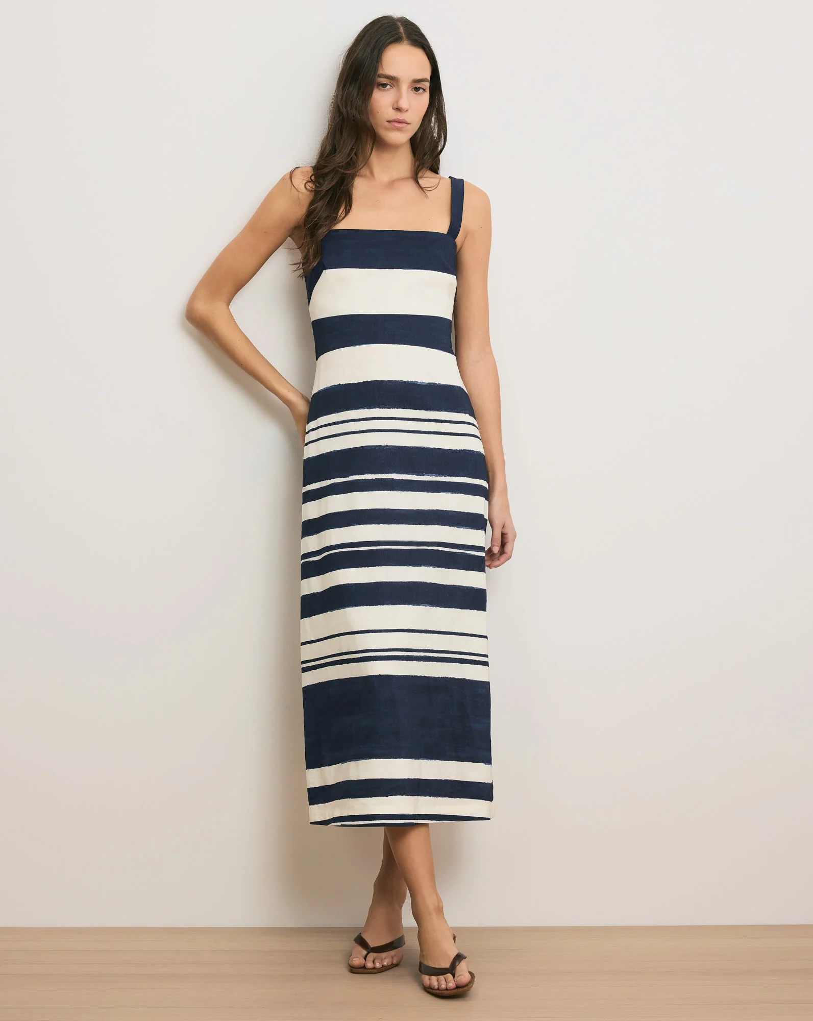 Ella Striped Linen Midi Dress