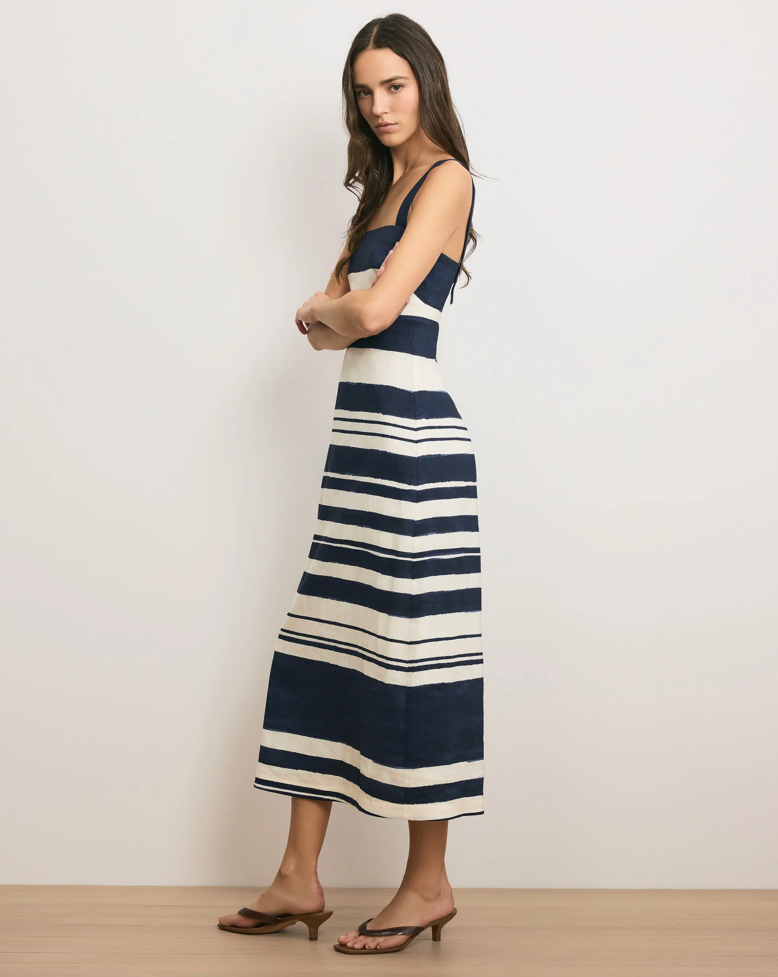 Ella Striped Linen Midi Dress - Image 2