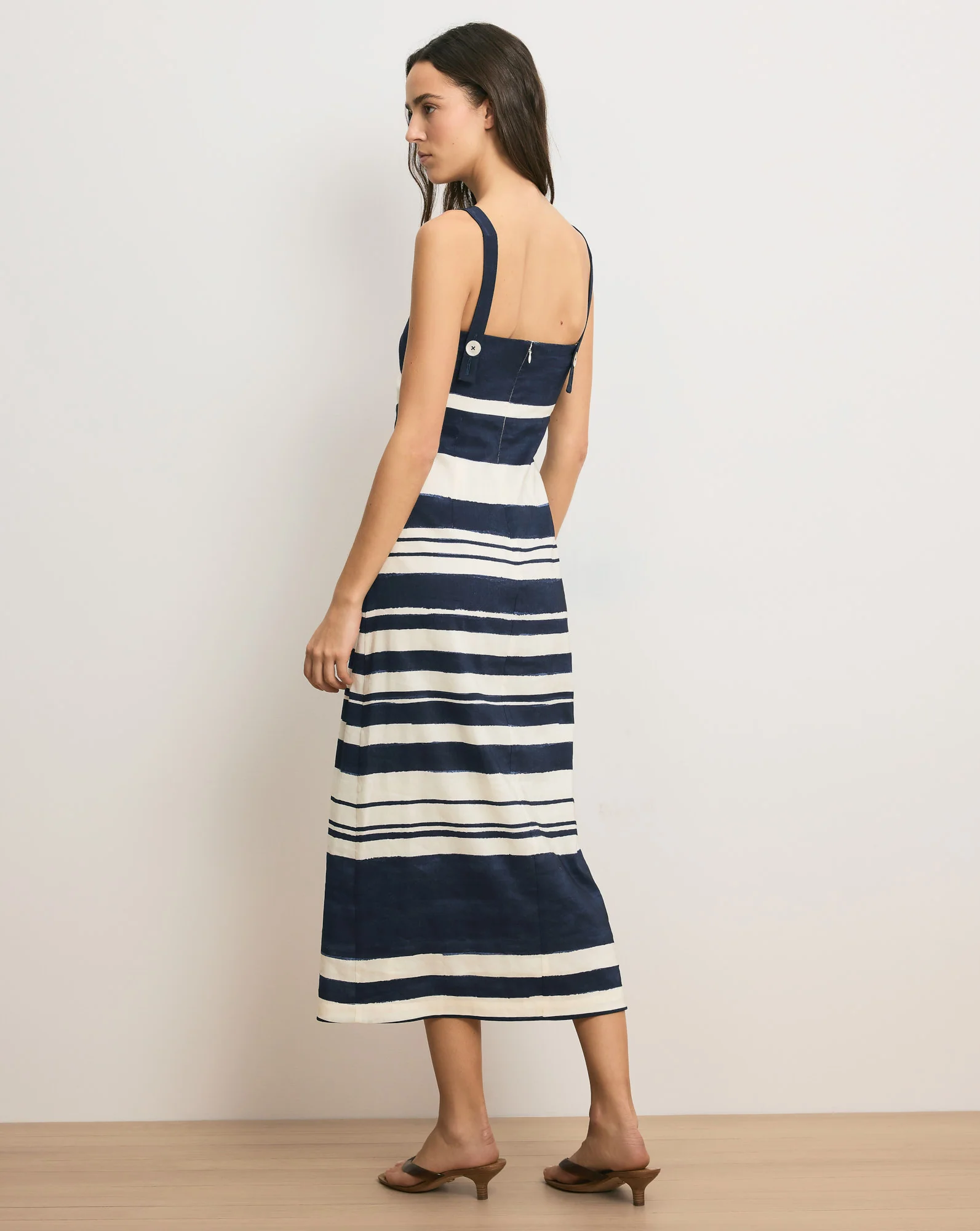 Ella Striped Linen Midi Dress - Image 3