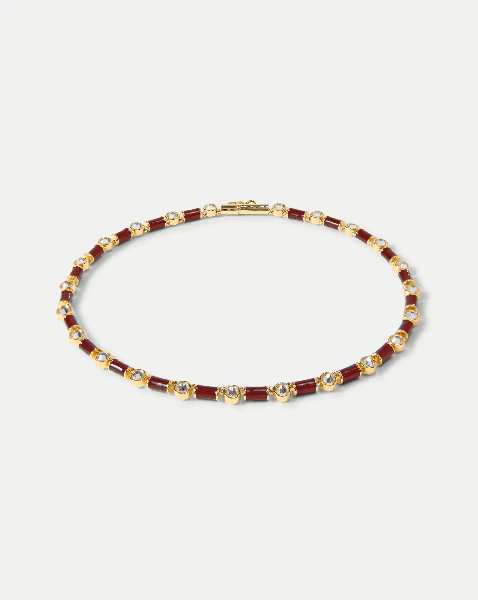 Burgundy Enamel and Crystal Barrel Necklace - Image 2