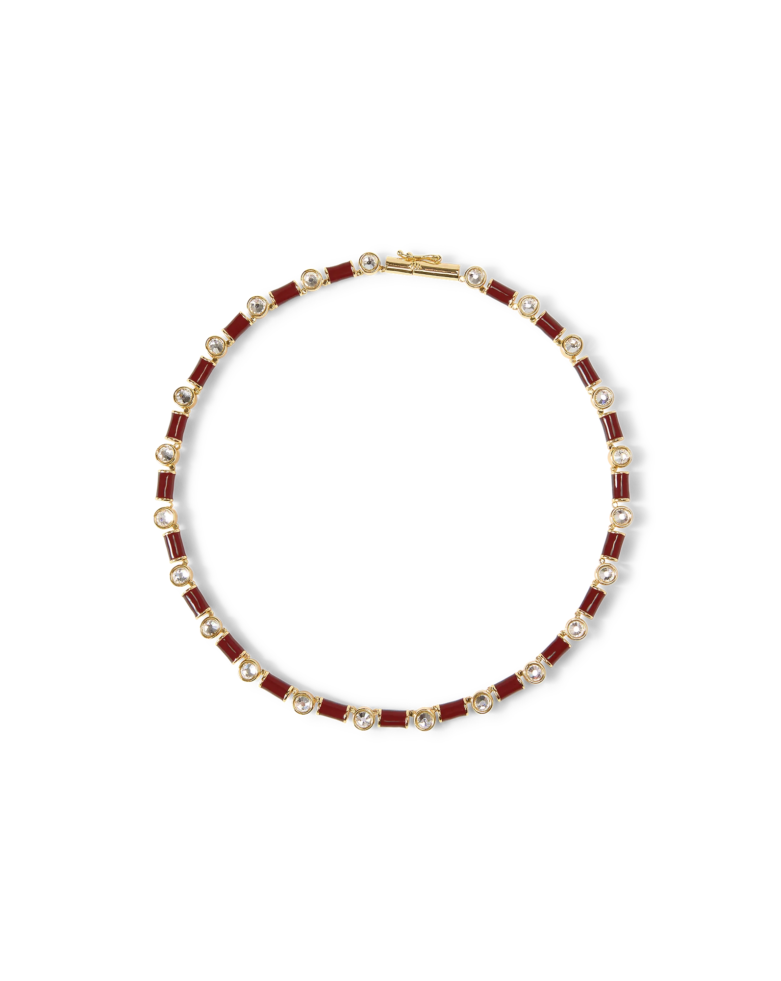Burgundy Enamel and Crystal Barrel Necklace - Image 4