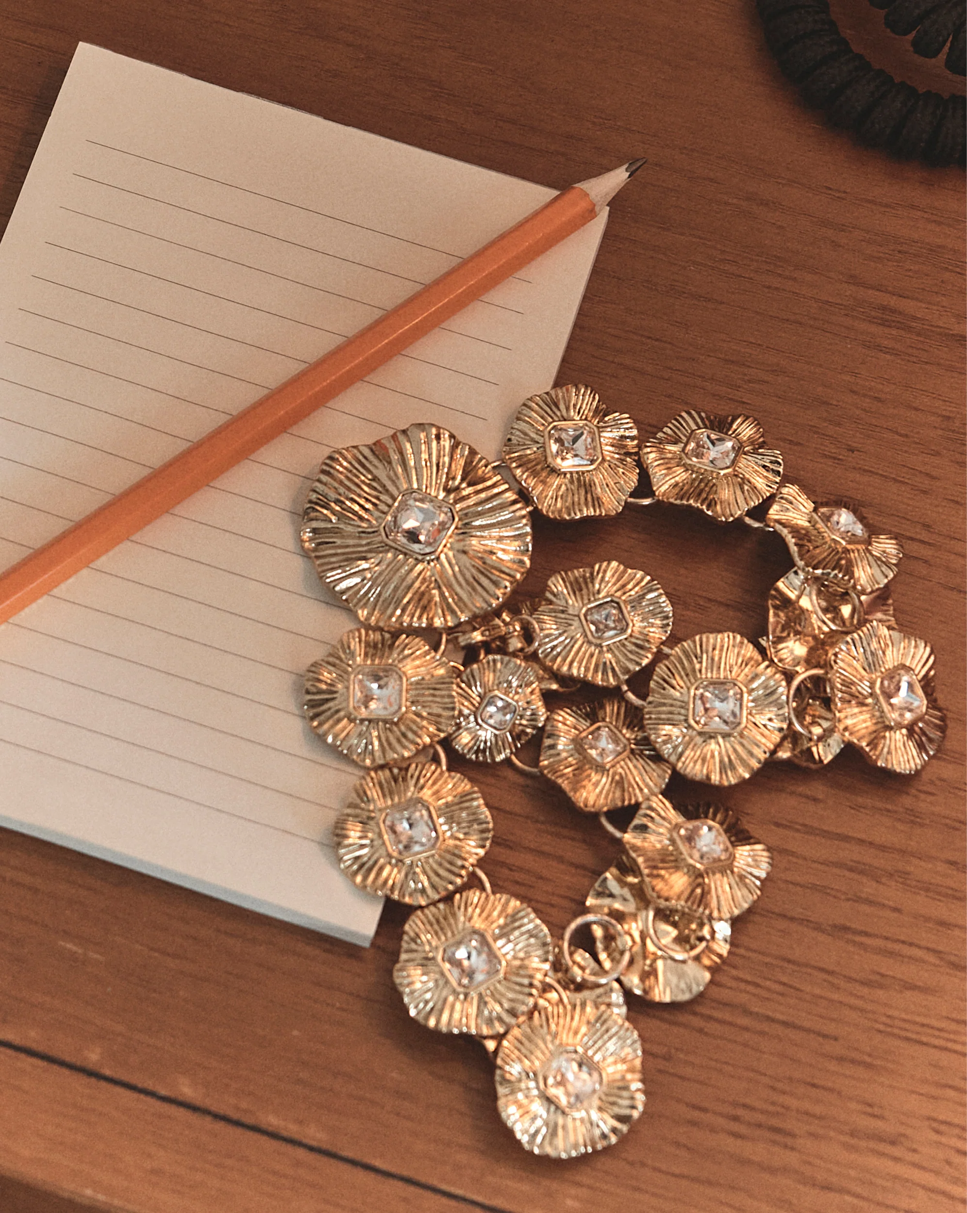 Gold Floral Statement Necklace - Image 6
