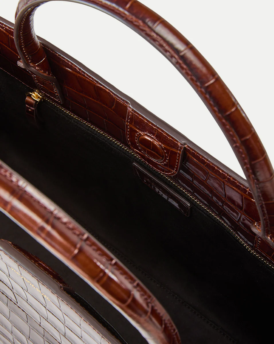 Large Veronica Beard Croc-Embossed Dash Bag - Image 4