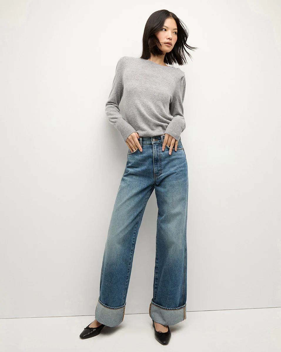 Nelia Cashmere Pullover | Button Accent - Image 2