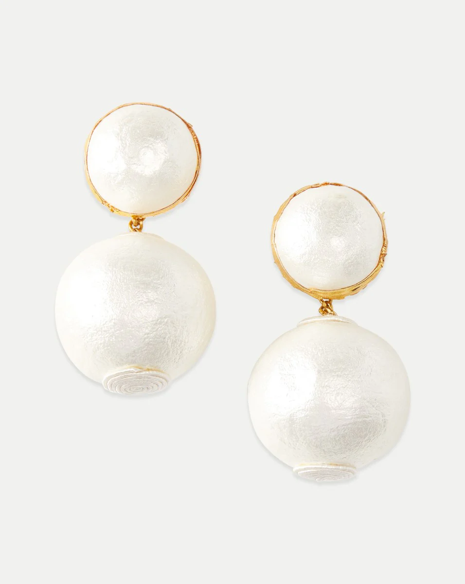Pearl 2 Drop Earrings | Clip Backing - Image 2